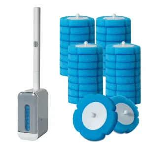 Holamopa Wall Mounted Toilet Bowl Cleaner Kit Disposable PP Plastic Toilet Wand with Refill Sponges for Bathroom Cleaning