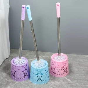 Hollow Nylon Cleaning Brush Set with Stainless Steel Handle and Base Oval Shape PP