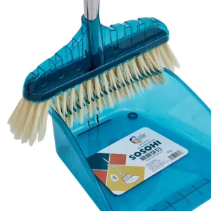 Home Essential Upgrade Long Handle Broom and Dustpan Set Indoor Outdoor Floor Cleaning