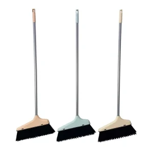 Home Plastic Broom and Dustpan Set with Extra Large Soft Bristle Floor Brush for Cleaning