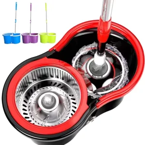 Home Use Spin Mop with 360 Rotary Mop Bucket Telescopic Steel Handle and Detachable Cleaning Microfiber Pad
