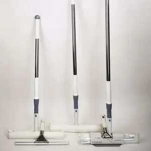 Home Window Cleaning Tool Extended Telescopic Handle Rubber Squeegee Microfiber Water Applicator