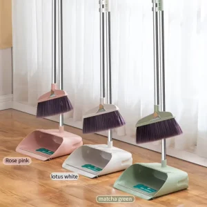 Home and Office Floor Broom and Dustpan Set with Holder