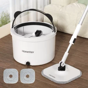 Homettler Mops Microfiber Eco Friendly 360 Spin Magic Mop Bucket Dry Wet Manual EasyWring Clean Telescopic Handle Pet Hair