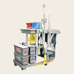 Hospital Cleaning Cart Trolley Mobile Wheels Eco Friendly Durable Plastic Material Portable Mop Bucket Bag Janitor Cart Refuse