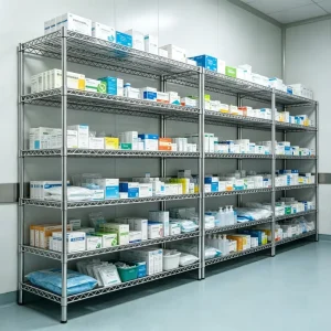 Hospital Pharmacy Laboratory Adjustable Chrome Metal Wire Storage Rack