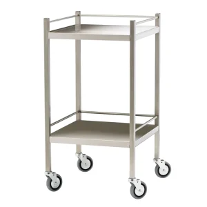 Hospital Stainless Steel Medical Trolley Cart Mobile Healthcare Steel Storage Rolling Trolley Cart with Lockable Wheels