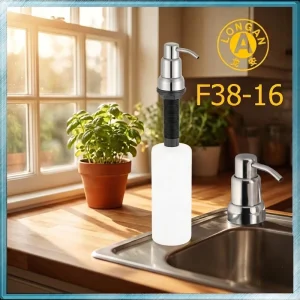 Hot Sell Polished Kitchen Sink Soap Dispenser Stainless Steel Pump Chrome Head with 350ml 500ml 1000ml PE Soap Bottle