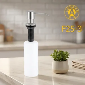 Hot Sell Polished Kitchen Sink Soap Dispenser Stainless Steel Pump Matte BLACK Head with 350ml 500ml 1000ml PE Soap Bottle