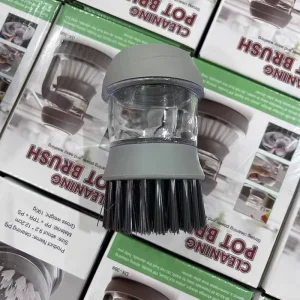 Hot Selling Eco Friendly Durable Plastic Head Kitchen Cleaning Dispensing Dish Brush with Stain Removal and Scale