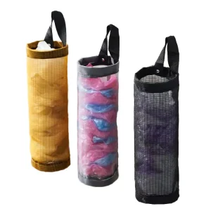 Hot Selling Minimalist Design Wall Mounted Plastic Garbage Organizer Home Kitchen Mesh Wall Hanging Storage Bag