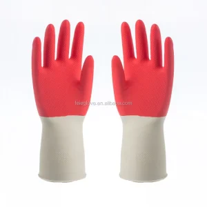 Hot Selling Red white Unlined Household Cooking Gloves with Natural Latex to Clean the Kitchen
