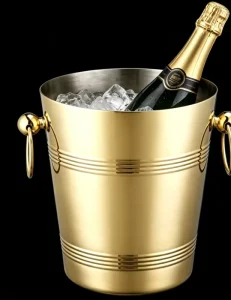 Hotel Catering Ice Bucket Nightclub Buffet Cold Wine Bucket Gold Stainless Steel Beer Ice Bucket Metal