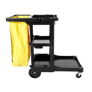 Hotel Housekeeping Cleaning Trolley with Zippered Yellow Vinyl Bag