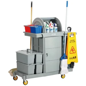 Hotel Restaurant Janitor Cleaning Cart Plastic Trolley for Effective Cleaning Cleaning Janitor Cart