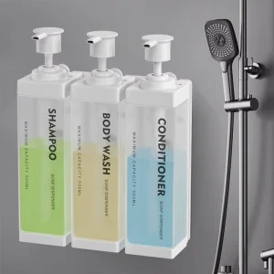 Hotel Wall Mounted 500ml*3 Triple Soap Dispenser Shampoo Conditioner Body Wash Dispenser Shower Set