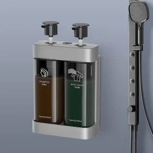 Hotel Wall-Mounted No-Drill Refillable Manual Shampoo and Shower Soap Dispenser
