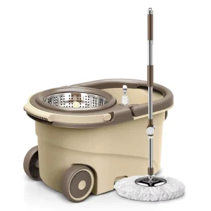 Household 360-Degree Spin Mop with Bucket, Wheels, and Flat Mop