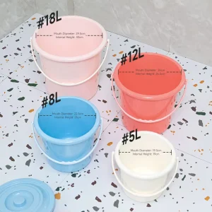 Household 5L/8L/12L/18L Multi-size Bathroom Portable Durable Plastic Round Water Bucket With Lid and Handle