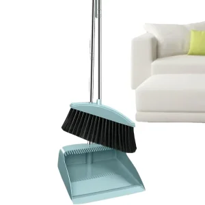 Household Broom Dustpan Set Stainless Steel Handle Plastic Broom for Floor Cleaning