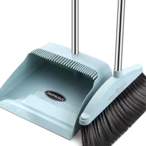Household Broom and Dustpan Set with Folding Design and Soft Non-Stick Bristles