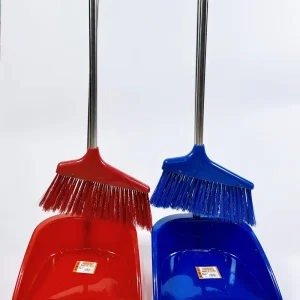 Household Broom and Dustpan Set with Long Handle and Plastic Broom