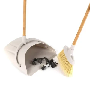 Household Broom with Dustpan Combo Set Stand up Dust Pans with Long Bamboo Handle for Home