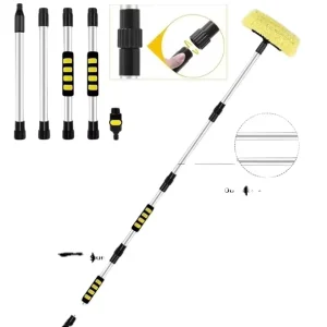 Household Car Cleaning Water-Flow Aluminum Alloy Telescopic Pole Wash Tool with Customizable Brush