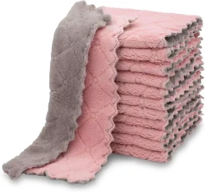 Household Cleaning Dish Cloth High Water Absorption Coral Fleece Microfiber Towel for Kitchen and Home