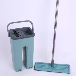 Household Cleaning Items Yellow Mops Cleaning Set with Stainless Steel Bucket 360 Spin Wet Dry Small Spinning Separate