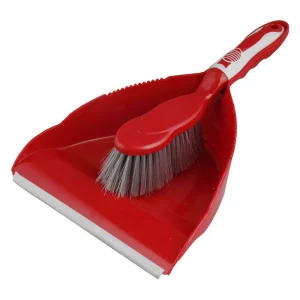 Household Cleaning Red Short Handled Small Broom with Dustpan Set Plastic Dustpan and Brush Combo