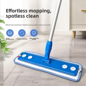 Household Commercial Blue Swivel Magnetic Aluminum Handle Flat Mop for Hard Floor Mopping