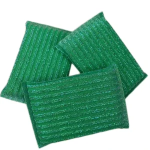 Household Double-Sided Green Absorbent Dishwashing Sponge Scouring Pad
