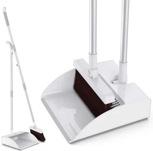 Household Dustpan and Broom Set with Foldable Design and Plastic Broom Head