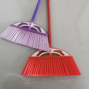 Household Eco Friendly Waterproof Soft Portable Plastic Broom with Wooden Handle and Flagged Bristles for Floor Cleaning