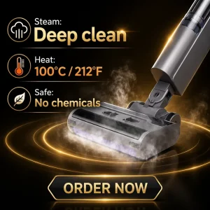 Household Electric Handheld All-in-One Floor Steam Mop with Roller Brush Head LED and High-Temperature Cleaning