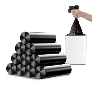 Household Flat-Mouth Black PE Plastic Garbage Bags Thickened for Kitchen Living Room Office
