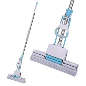 Household Flat Sponge Mop with Water Absorption, Squeeze Function, Wet and Dry Use