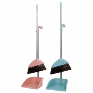 Household Floor Cleaning Broom and Dustpan Set with PP Plastic Long Handle and Nylon Flagged Bristles