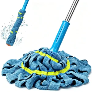 Household Floor Cleaning Hands-free Self-wringing One-Step Cleaning Mops 360° Microfiber Twist Mop with Steel Pole