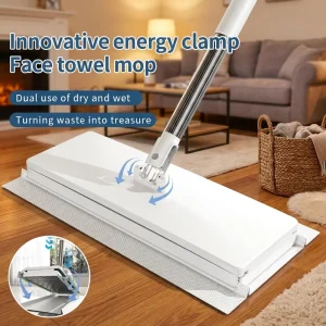 Household Floor Cleaning Mop with Cloth Korean Dust Removal Mop House Cleaning Mop Automatic Wet Mop Clip Mop Cleaner