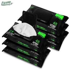 Household Flushable Wipes for Adult Custom Mint Scented Wet Toilet Wipes Biodegradable Cleansing Wet Tissue 48 Count