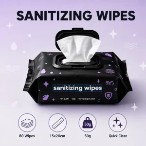 Household Heavy 80 Pcs Duty Sanitizing Wipes Non Woven Strong Germ Cleansing Disposable Wet Cloth