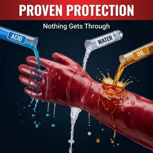 Household Long Cuff Dish Washing Cleaning Gloves Waterproof Oil Resistant Industrial Chemical Hand Protective PVC Safety Gloves