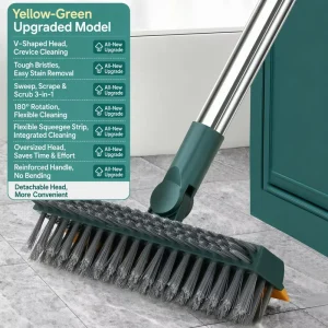 Household Long Handle Floor Scrub Bathroom Cleaning Tools 3 In 1 180° Rotating V-Shaped Cleaning Brush