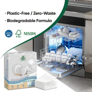 Household Natural Efficient Disposable Kitchen Tableware Solid Tablets Eco Friendly Dishwashing Detergent Sheets