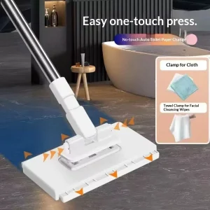 Household One-Step Cleaning Stainless Steel Rod Clamp-On Towel Mop