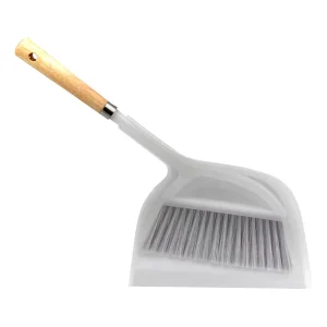 Household Plastic Desktop Wood Long Handle White Brooms and Dustpan Set