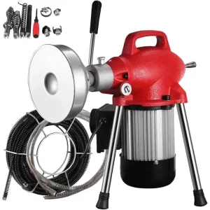 Household Sewer Drain Cleaner Machine 400RPM 12m Reinforced Cable & Guide Spring for Kitchen Bathroom Pipe Unclogging