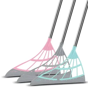 Household Silicone Floor Wiper School Cleaning Supplies Latest Design Plastic Handle Broomstick Easy Clean Dance Floor Squeegee